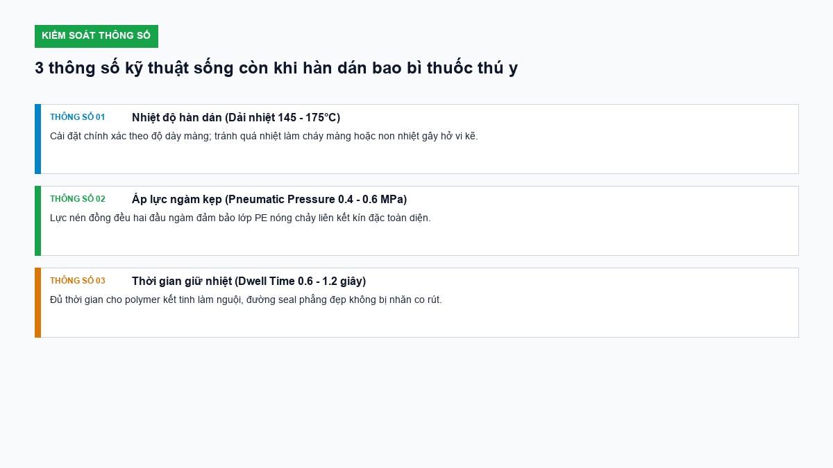 sơ đồ thông số hàn nhiệt đóng gói thuốc thú y