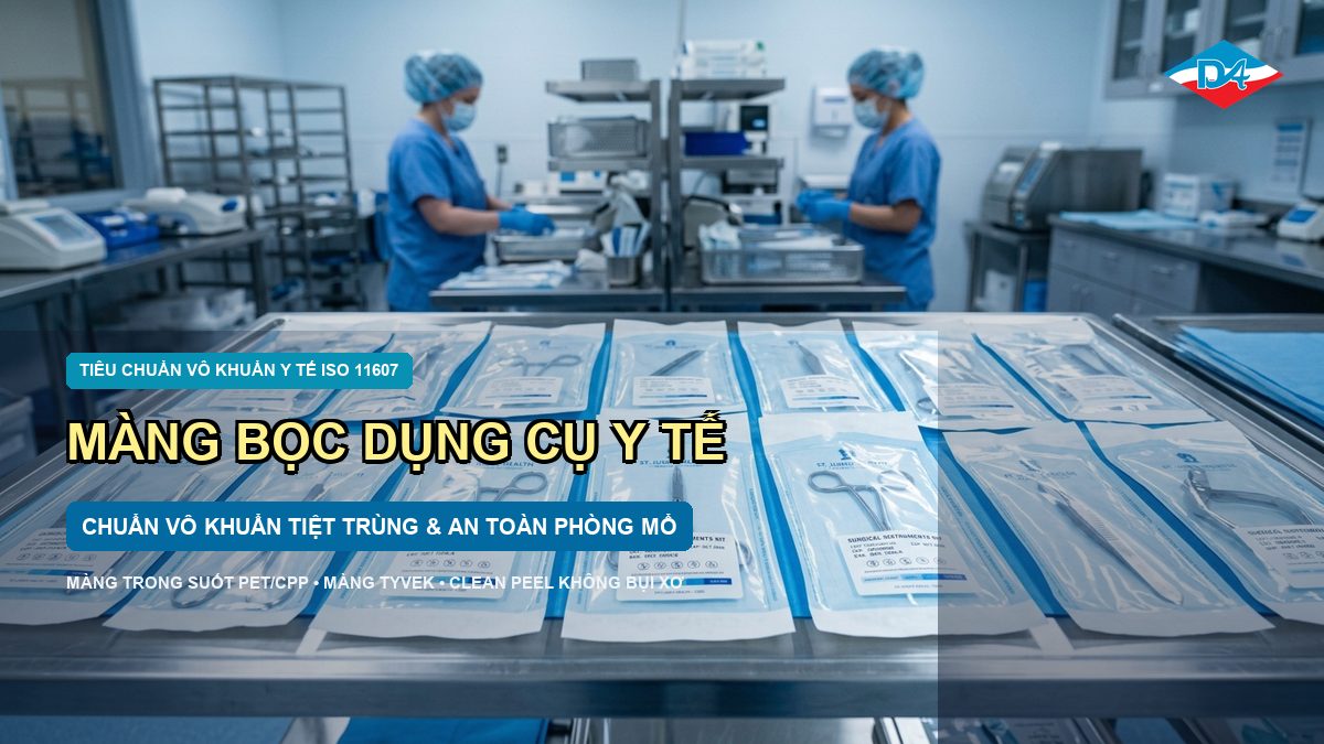 Màng bọc dụng cụ y tế túi ép tiệt trùng chuẩn vô khuẩn ISO 11607 an toàn phòng mổ