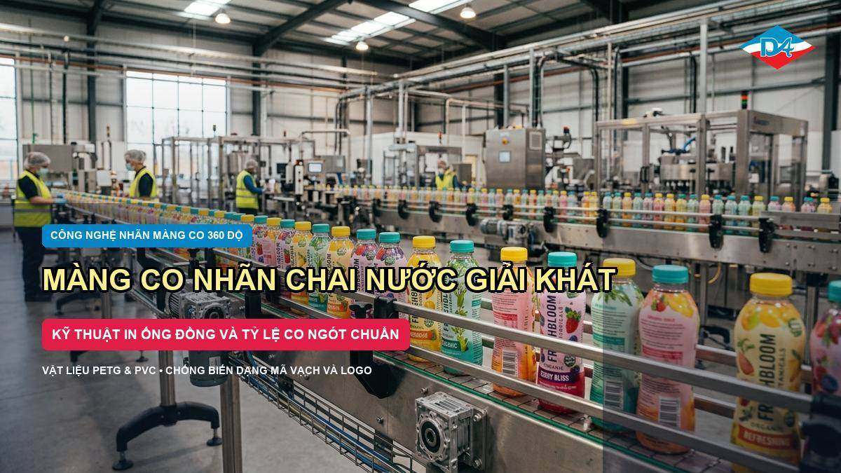 Màng co nhãn chai nước giải khát công nghệ in ống đồng 360 độ và kiểm soát tỷ lệ co ngót chuẩn