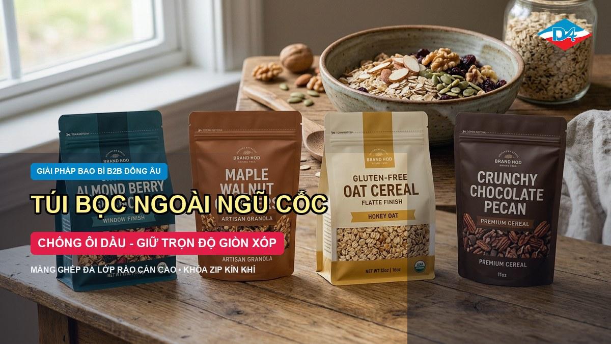 Túi bọc ngoài ngũ cốc màng ghép đa lớp chống ôi dầu và giữ độ giòn xốp