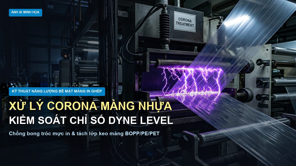 Xử lý Corona màng nhựa bao bì cách đo chỉ số Dyne và duy trì năng lượng bề mặt trước in ghép Đông Âu Packing